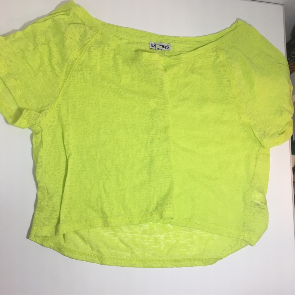 Neon yellow see through crop top